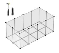 SONGMICS Valla para Mascotas de Plástico con Suelo, 140 x 70 x 55 cm | Parque para Cobayas, Recinto Interior Transparente para Hámsters, Conejos, Erizos, Blanco Nube, Colección DAMION LPC007W01
