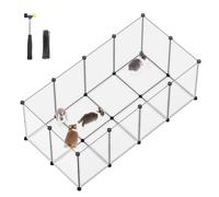 SONGMICS Valla para Mascotas, Parque para Cobayas con Suelo, Recinto Interior de Plástico Transparente para Hámsters, Conejos, Erizos, para Animales Pequeños, 145 x 72 x 57 cm, Blanco
