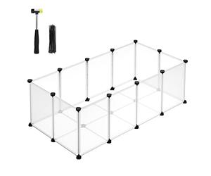 SONGMICS Valla para Mascotas, Parque para Cobayas con Suelo, Recinto Interior de Plástico Transparente para Hámsters, Conejos, Erizos, para Animales Pequeños, 125 x 63 x 42 cm, Blanco LPC001W01