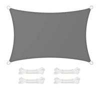 SONGMICS Vela de Sombra, 2 x 3 m, Impermeable, Protección UV 93% | Rectangular, Columna de Agua de 665 mm, Cuerdas de 2 m, Terraza, Jardín, Balcón, Gris, Colección SHELD GSH23BK