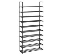 SONGMICS Zapatero, 10 Niveles, de Metal, 40-50 Pares, 30 x 92 x 174 cm | Organizador de Zapatos Estrecho, Apilable, Ahorra Espacio, Pasillo, Salón, Armario, Negro, Colección DEKY LSA10BKV2