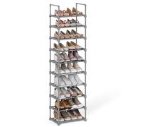 SONGMICS Zapatero, 10 Niveles, Estrecho, de Metal, 30 x 45 x 174 cm