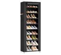 SONGMICS Zapatero, 10 Niveles, para 20 Pares, con Cubierta | Armario Multiusos, 48 x 29 x 160 cm, Bolsillos Laterales, para Entrada, Negro, Colección Rylan RXJ034BH01