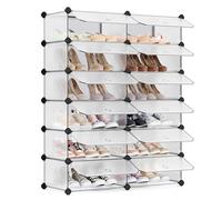 SONGMICS Zapatero, 12 Compartimentos, Zapatero Delgado para Entrada con Puertas, Armario Modular en Plástico y Estructura Metálica, 31 x 83 x 105 cm, Blanco LPC26W