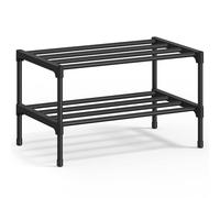 SONGMICS Zapatero, 2 Niveles, Zapatero Estrecho para Entrada, Organizador de Zapatos, Metal, Armario para Salón, Apilable, 30 x 45 x 31 cm, Negro LSA112BH01