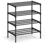 SONGMICS Zapatero, 4 Niveles, Zapatero Estrecho para Entrada, Organizador de Zapatos, Metal, Armario para Salón, Apilable, 30 x 45 x 66 cm, Negro LSA114BH01