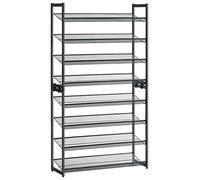 SONGMICS Zapatero apilable de 8 Niveles, Organizador de Zapatos de Metal con estantes Planos o angulares Ajustables, 12 x 36.3 x 64.3 Pulgadas, Capacidad para 32-40 Pares, Gris frío LMR08GB