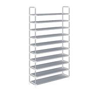 SONGMICS Zapatero de 10 Niveles, con Capacidad para 40-50 Pares de Zapatos | Organizador de Zapatos, Acero, 100 x 28 x 175 cm, para Salón, Guardarropa y Vestíbulo, Gris, Colección RYLAN LSR10G