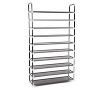 SONGMICS Zapatero de 10 Niveles, con Capacidad para 40-50 Pares de Zapatos | Organizador de Zapatos, Acero, 100 x 28 x 175 cm, para Salón, Guardarropa y Vestíbulo, Negro, Colección RYLAN LSR10H