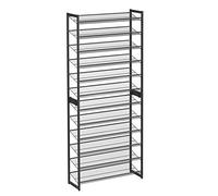 SONGMICS Zapatero de 12 Niveles, 2 Organizadores Apilables, 48-60 Pares | Malla Metálica, Estantes Planos o en Ángulo Ajustables, Negro, Colección DARREN LMR12BV1