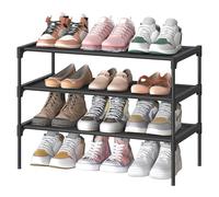 SONGMICS Zapatero de 3 Niveles, Marco de Metal, 62,3 x 29,7 x 47,5 cm | Estantería de Zapatos, Almacenamiento de Calzado, Estantes de Tela No Tejida, Negro Tinta, Colección RYLAN LSH023BH01