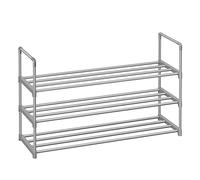 SONGMICS Zapatero de 3 Niveles, Zapatero de Metal, Organizador de Zapatos, para 12-15 Pares de Zapatos, Apilable, Pasillo, 30 x 92 x 55 cm, Gris LSA303G01
