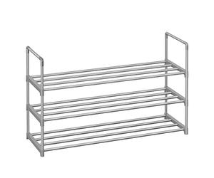 SONGMICS Zapatero de 3 Niveles, Zapatero de Metal, Organizador de Zapatos, para 12-15 Pares de Zapatos, Apilable, Pasillo, 30 x 92 x 55 cm, Gris LSA303G01