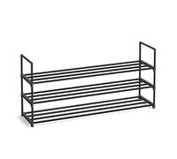 SONGMICS Zapatero de 3 Niveles, Zapatero de Metal, Organizador de Zapatos, para 15-18 Pares de Zapatos, Apilable, Pasillo, 30 x 117 x 55 cm, Negro LSA033B01