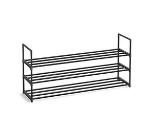 SONGMICS Zapatero de 3 Niveles, Zapatero de Metal, Organizador de Zapatos, para 15-18 Pares de Zapatos, Apilable, Pasillo, 30 x 117 x 55 cm, Negro LSA033B01