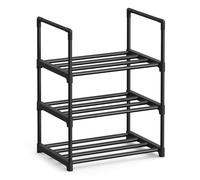 SONGMICS Zapatero de 3 Niveles, Zapatero de Metal, Organizador de Zapatos, para 3-6 Pares de Zapatos, Apilable, Pasillo, 30 x 42,5 x 54,5 cm, Negro LSA003B01