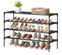 SONGMICS Zapatero de 4 Niveles, Estantería de Zapatos, Almacenamiento de Calzado, Entrada, Pasillo, 29,7 x 91,8 x 70,5 cm, Marco de Metal, Estantes de Tela No Tejida, Negro Tinta LSH034BH01