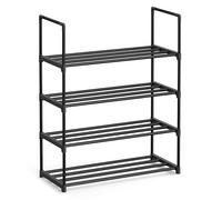 SONGMICS Zapatero de 4 Niveles, Zapatero de Metal, Organizador de Zapatos, para 8-12 Pares de Zapatos, Apilable, Pasillo, 30 x 68 x 75 cm, Negro LSA204B01