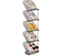 SONGMICS LPC050GZ01 - Zapatero (5 niveles, 2 unidades, 24,5 x 28,4 x 102,5 cm, flexible, combinable, para entrada, pasillo, vestidor), color gris
