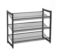 SONGMICS Zapatero de Acero con 3 Niveles, Apilable, 74 x 30,5 x 61,5 cm | Organizador de Zapatos, Mueble para Zapatos, Ángulo de Baldas Ajustable, Espacioso, Negro Mate, Colección DARREN LMR03B