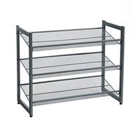 SONGMICS Zapatero de Metal con 3 Niveles, Apilable, 74 x 30,5 x 61,5 cm | Organizador de Zapatos, Mueble para Zapatos, Ángulo de Baldas Ajustable, Espacioso, Plata, Colección DARREN LMR03GB