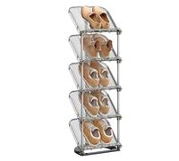 SONGMICS LPC050GZ01 - Zapatero (5 niveles, 2 unidades, 24,5 x 28,4 x 102,5 cm, flexible, combinable, para entrada, pasillo, vestidor), color gris