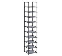 SONGMICS Zapatero, Entrada recibidor, Estrecho, 10 Baldas, Gris | Organizador Zapatos, Marco de Metal, Estantes de Tela no Tejida, para Pasillo, Dormitorio, Gris, Colección RYLAN LSR110G01