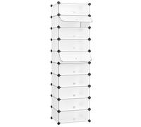SONGMICS Zapatero, Entrada recibidor, Modular, 10 Compartimentos, Puerta | Estantería de Plástico, Cajas DIY, con Martillo, Blanco, Colección DAMION LPC10W