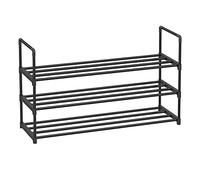 SONGMICS Zapatero, Estante de Metal | Organizador de Zapatos, 3 Niveles, 92 x 30 x 55 cm, Apilable, para Pasillo, Negro