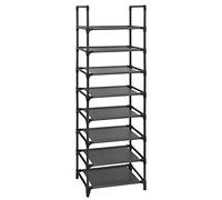 SONGMICS Zapatero Estrecho, 8 Baldas, Marco de Metal, 46 x 28 x 145 cm | Organizador Zapatos Abierto, Estantes de Tela no Tejida, para Pasillo, Dormitorio, Negro, Colección RYLAN LSR24BK