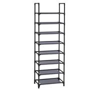 SONGMICS Zapatero Estrecho, 8 Baldas, Marco de Metal, 46 x 28 x 145 cm | Organizador Zapatos Abierto, Estantes de Tela no Tejida, para Pasillo, Dormitorio, Gris, Colección RYLAN LSR024G02