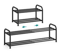 SONGMICS Zapatero Extensible, Organizador de Zapatos Ajustable, Resistente y Duradero, para Armario, Entrada y Sala de Estar, 2 Niveles, Negro Tinta