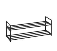 SONGMICS Zapatero, Metal, 2 Niveles, para 12-15 Pares de Zapatos, Negro | Organizador de Zapatos, Apilable, Pasillo, 92 x 30 x 37 cm, Negro, Colección DEKY LSA12BK