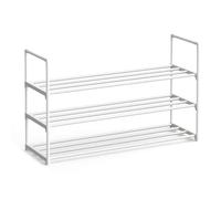 SONGMICS Zapatero, Metal, 3 Niveles, 15-18 Pares de Zapatos, Blanco Perlado | Organizador de Zapatos, Apilable, Pasillo, 92 x 30 x 55 cm, Blanco Perlado, Colección DEKY LSA303W03