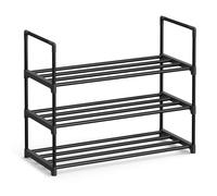 SONGMICS Zapatero, Metal, 3 Niveles, 8-12 Pares de Zapatos, Negro Tinta | Organizador de Zapatos, Apilable, Pasillo, 68 x 29,8 x 55 cm, Negro Tinta, Colección DEKY LSA203B01