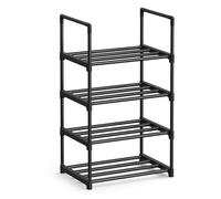 SONGMICS Zapatero, Metal, 4 Niveles, 5-10 Pares de Zapatos, Negro | Organizador de Zapatos, Apilable, Pasillo, 42,5 x 30 x 71,5 cm, Negro, Colección DEKY LSA004B01