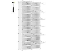 SONGMICS Zapatero modular con 12 compartimentos de plástico de color blanco