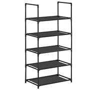 SONGMICS Zapatero, Organizador Zapatos, 5 Baldas, Zapatero Abierto Estrecho, 28 x 45 x 89 cm, Marco de Metal, Estantes de Tela no Tejida, para Pasillo, Dormitorio, Negro LSH005B02