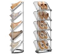 SONGMICS Zapateros de Plástico, Modular, 5 Niveles, Juego de 2 | Organizador de Zapatos, 24,5 x 28,4 x 102,5 cm, para Entrada, Pasillo o Vestidor, Gris, Colección DENNYS LPC050GZ01