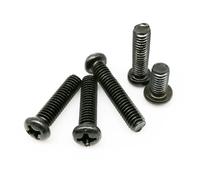 SONGMIky 50/100/200 Uds M1 M1.2 M1.4 M1.6 M2 M2.5 M3 M4 Tornillo de Cabeza Redonda Phillips Empotrado en Cruz GB818 Acero al Carbono Negro(100pcs M3x12mm)
