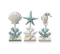 Songnim Mediterranean Style Small Ornaments Creative Resin Seahorse Starfish Shell Statue Home Living Room Desktop Decoration(Seahorse)