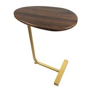 Songnim Mesa de Centro pequeña de Hierro Forjado de 45 x 30 x 60 cm, diseño Ovalado de Madera CU, Extremo Lateral Estrecho, sofá, mesita de Noche for revistas, Libros y Plantas.(Gold b)