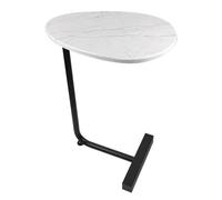 Songnim Mesa de Centro pequeña de Hierro Forjado de 45 x 30 x 60 cm, diseño Ovalado de Madera CU, Extremo Lateral Estrecho, sofá, mesita de Noche for revistas, Libros y Plantas.(White b)