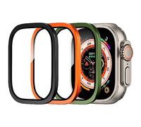 Songsier Protectores de Pantalla para Apple Watch Ultra de 49mm, Vidrio Templado 9h Marco de AleacióN de Titanio, Mantiene el Original, Sensible al Tacto，PelíCula Protectora Ligera Apple Ultra 3/2/1