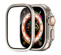 Songsier Protectores de Pantalla para Apple Watch Ultra de 49mm, Vidrio Templado 9h Marco de AleacióN de Titanio, Mantiene el Original, Sensible al Tacto，PelíCula Protectora Ligera Apple Ultra 3/2/1