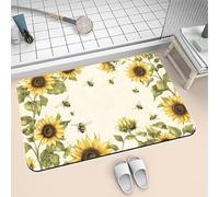 Songtt Alfombra Baño 50x80cm Alfombra Diatomita Baño, Súper Absorbente Microfibra Alfombrilla Ducha, Bath Mat Secado Rápido y Lavable, Rug para Cocina Bañera Sunflower 6-580