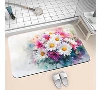 Songtt Alfombra Baño 80x150cm Alfombra Diatomita Baño, Súper Absorbente Microfibra Alfombrilla Ducha, Bath Mat Secado Rápido y Lavable, Rug para Cocina Bañera Watercolor 6-618