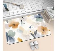 Songtt Alfombrilla de baño Antideslizante Absorbente de Diatomita 90x150cm Alfombra Baño Piedra Secado Rápido Lavable, Alfombrilla Ducha de Goma para Hogar y Cocina Rug Watercolor 6-541