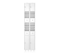 Songvas 2pc Mueble Baño Estrecho, Compartimentos, Portarrollos de Papel Higiénico, Mueble Baño Alto, Adecuado para Espacios Pequeños, Estilo Moderno, 20 x 20 x 180 cm, Blanco