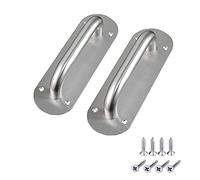 Songying 2 tiradores de placa de puerta de acero inoxidable de 8 pulgadas para puerta de granero comercial con tornillos de montaje (ovalado, plateado, 200 x 65 mm)